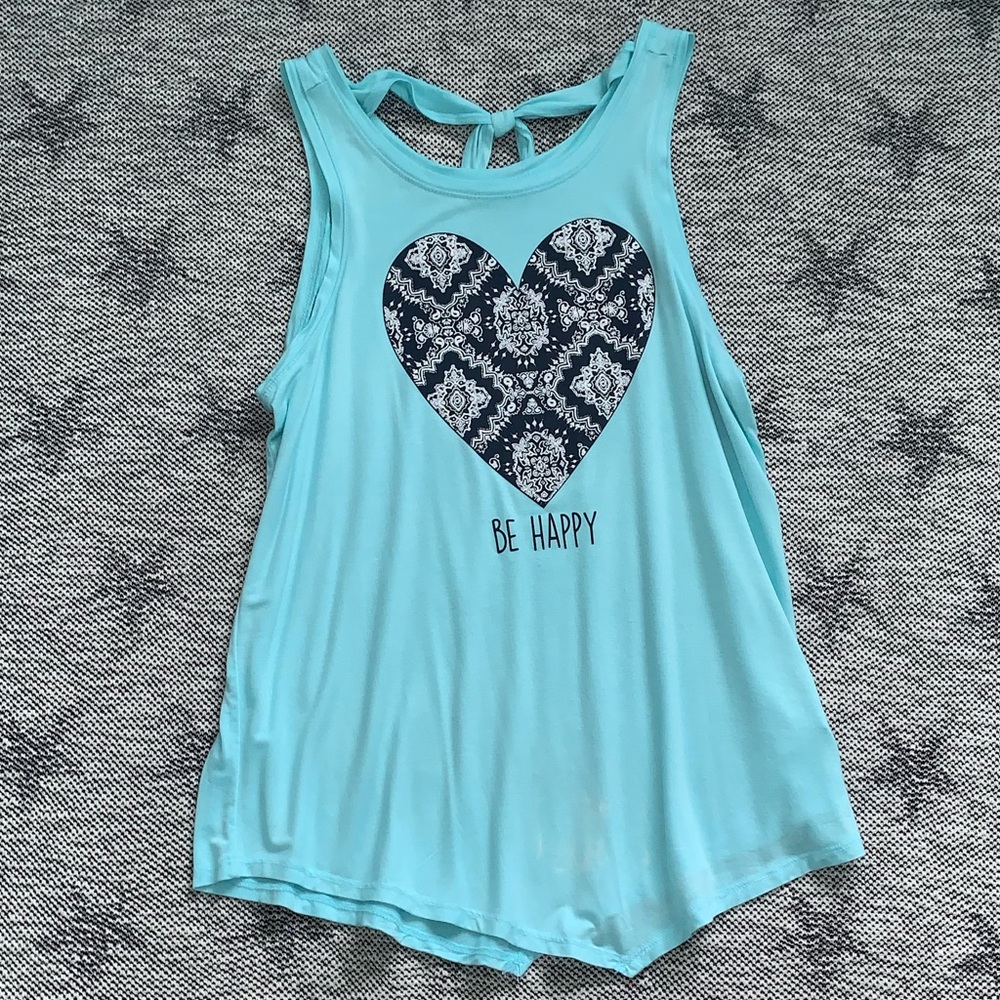 Blue Happy No-Sleeve Shirt